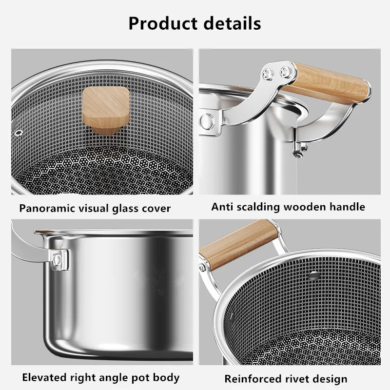 316 Stainless Steel Soup Pot Honeycomb Non-stick Pot with lid Household Hot Induction Cooker Gas Stove Universal Frying Pan stainless steel soup pot stainless steel stock pot stainless steel cooking pot