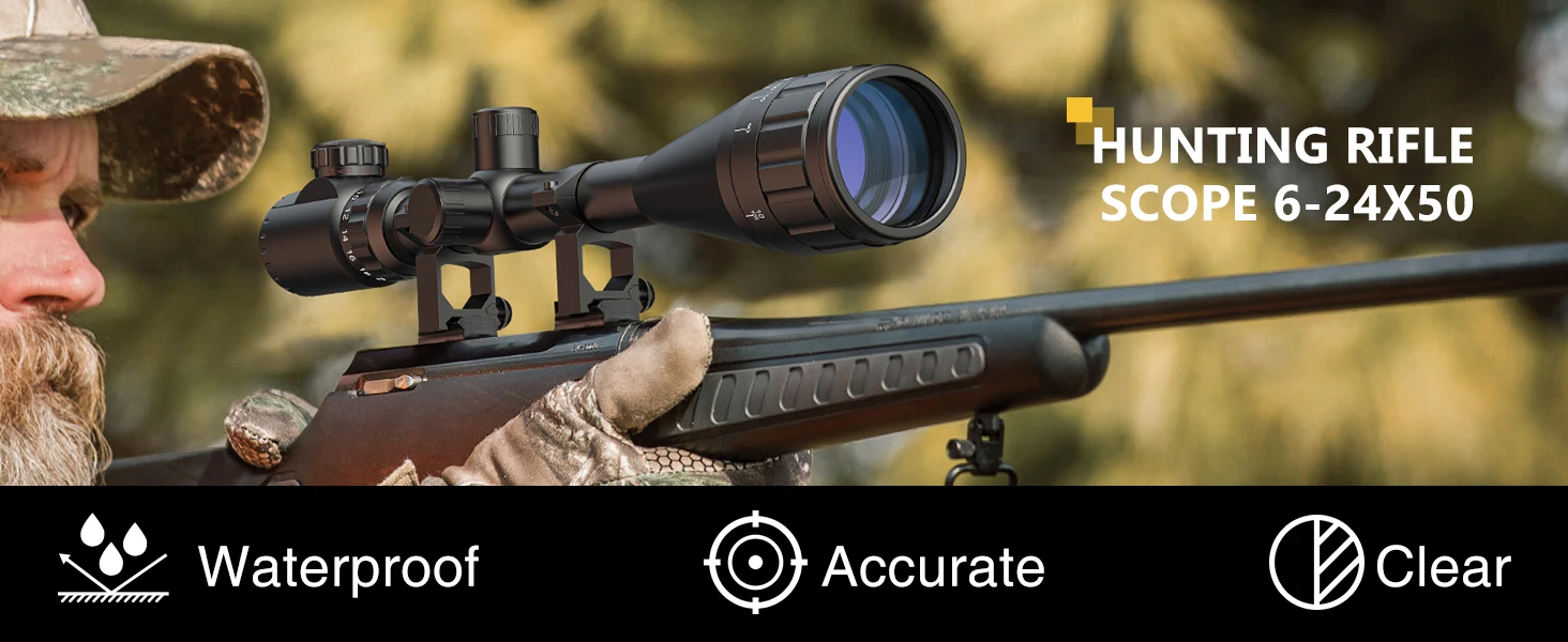 Description Picture 2 of item6-24x50 AOE Hunting Riflescope Optical Scope Red Green Illuminated 11/20mm Rail for Air Rifle Optics Hunting Airsoft Rifle Scope