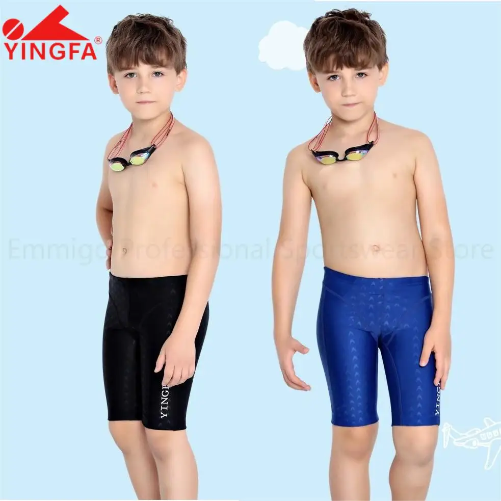 FINA Approved Jammer YINGFA Boys Sharkskin Racing Swimsuit Teen Training Swimming Trunks Swim Wear Outfit For Boy Kid men swimming trunks