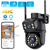 Caméra de surveillance WiFi 4K 8MP, détection humaine, double objectif, zoom numérique 5X, caméras IP PTZ de sécurité extérieures, vision nocturne 1