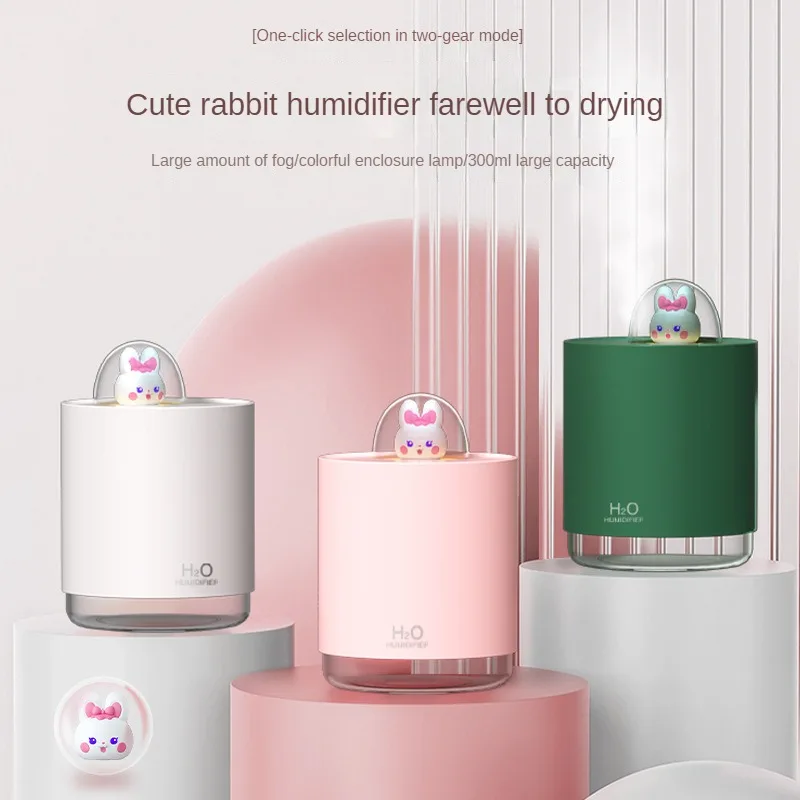 

USB Rechargeable Rabbit Humidifier: Experience Hydrating Bliss with Seven-Color Ambiance