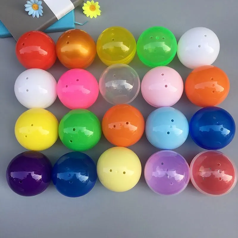 10PCS 32-100mm 채울 수 있는 PP 볼 라운드 캡슐 플라스틱 속이 빈 구체 자동판매기 장난감 파티 선물 휴일 축제 장식