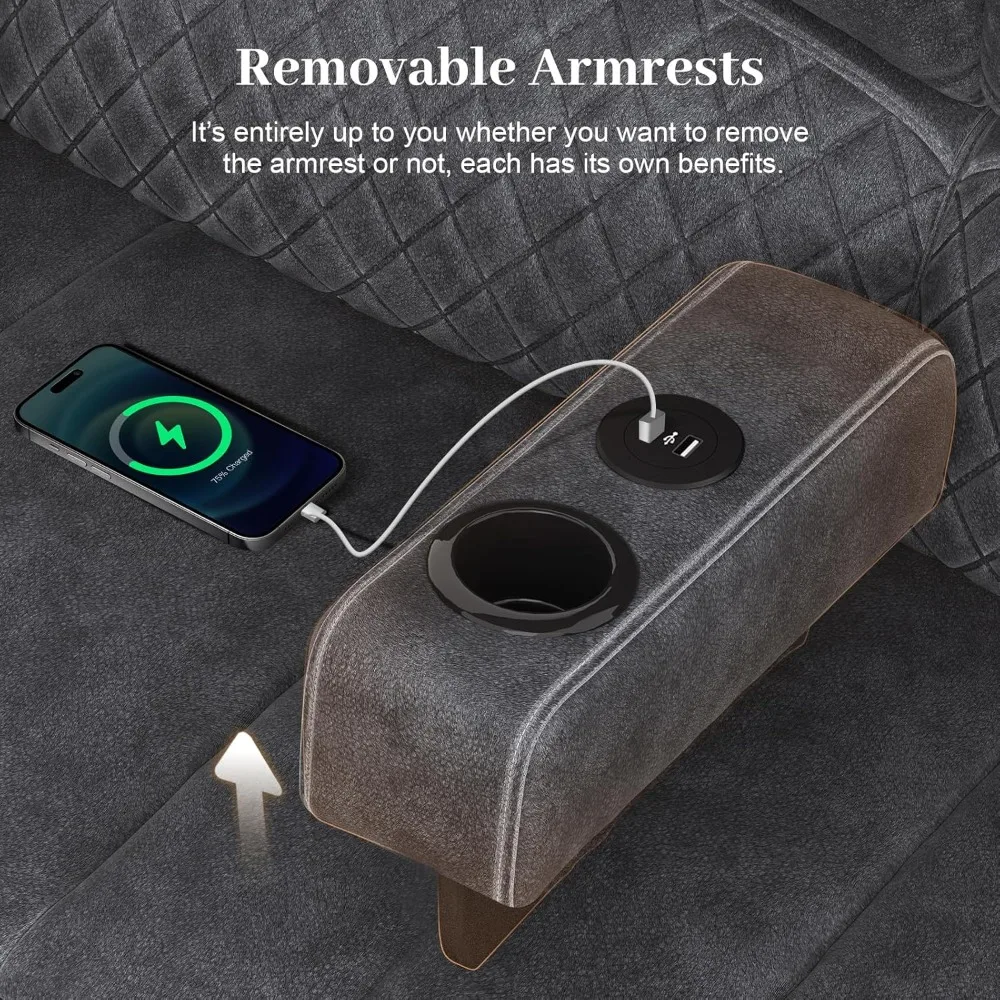 adults' dual-tier dutch velvet reclining loveseat with removable armrest