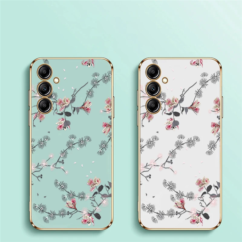 Elegant Floral Phone Case with Plating Finish