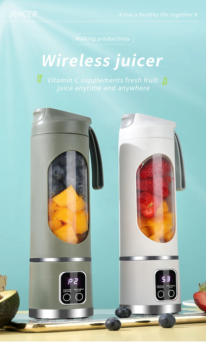 Description Picture 2 of item450ml Fruit Juicer 8 Blades 3 Gears USB Rechargeable Portable Blender Ice Crusher for Shakes and Smoothies Juicer Cup