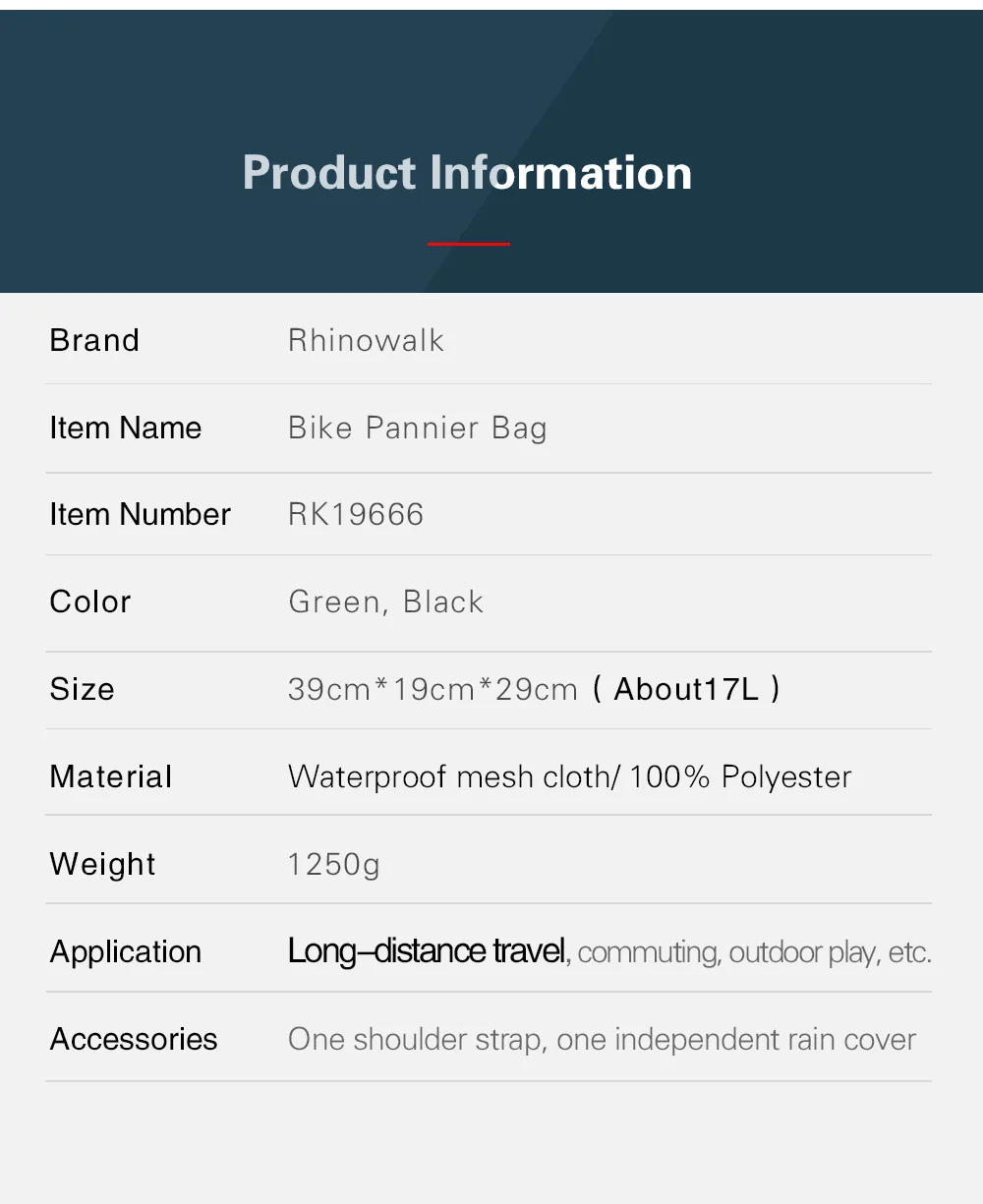 RHINOWALK New Bicycle Bags Mountain Bike Saddle Rack Trunk Bags Travel Cycling Luggage Carrier 17L Camera Handbag Waterproof  (7)