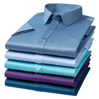 New Anti-Wrinkle Men Shirts Short Sleeves Dress Shirts For Men Slim Fit Camisa Social Business Blouse Pocket White Shirt S-7XL 1