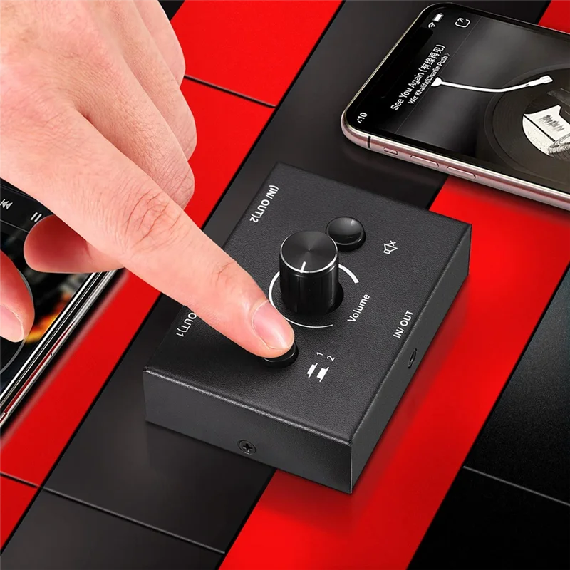 최신 3.5mm 오디오 스위처, 2 입력 1 출력/1 입력 2 출력 오디오 분배기 스위처, 오디오 스위처 박스, 원키 음소거 버튼