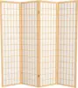 ORIENTAL Furniture 6 ft. Tall Window Pane Shoji Screen - Natural - 4 Panels 1