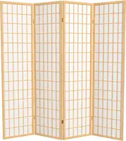 ORIENTAL Furniture 6 ft. Tall Window Pane Shoji Screen - Natural - 4 Panels 1