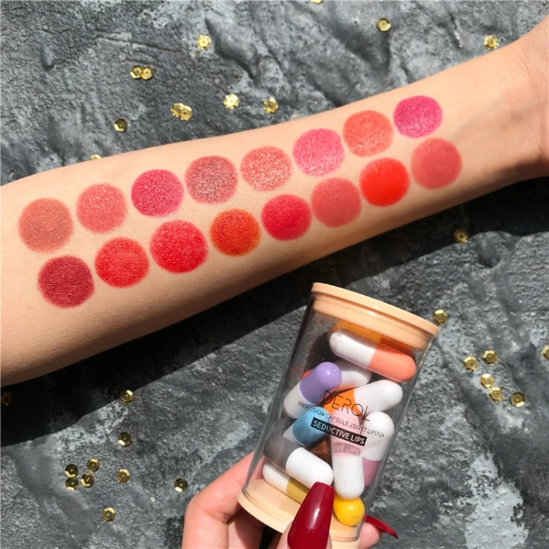 

16pcs/box Capsule Mini Lipstick Lasting Moisturizing Jelly Lip Gloss Set Waterproof and Non-marking Female Sexy Lip Makeup