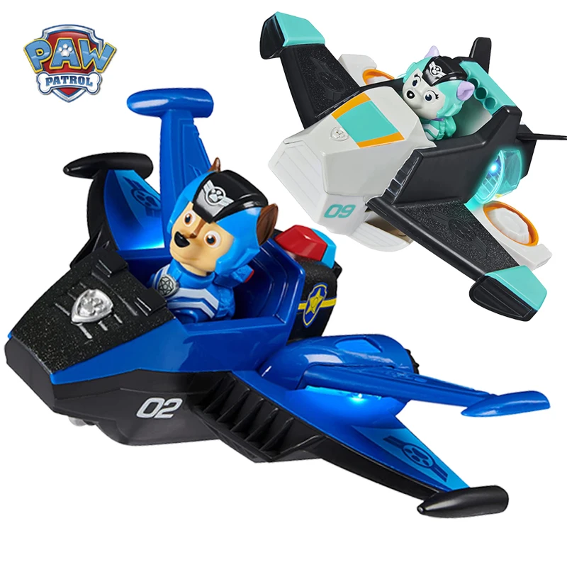 Genuine Paw Patrol Jet To The Rescue Chase Marshall Everest Skye Deluxe Veicolo Trasformabile Con Luci E Suoni Regalo Per Bambini