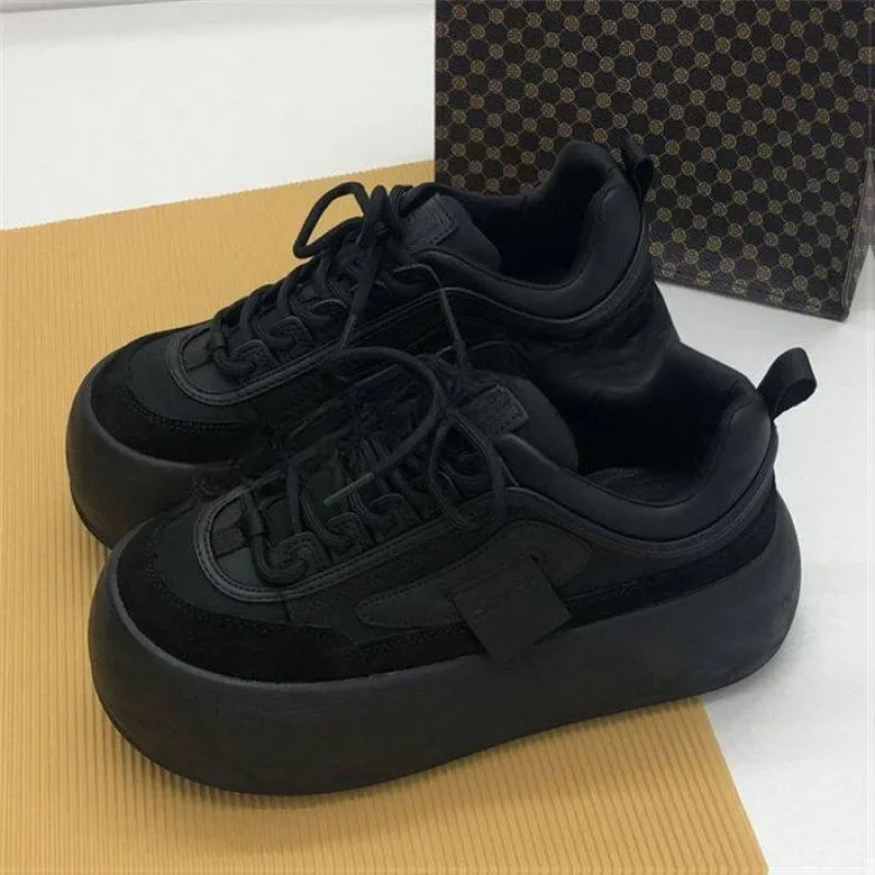 여성용 겨울 청키 스니커즈, 따뜻한 캐주얼 가황 신발, 하이 플랫폼 부츠, 레이스업 로우탑 스니커즈, 패션 2025