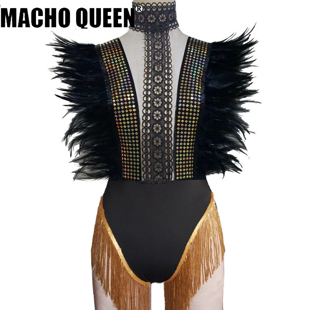 Queen trajes para cantante, traje de plumas con flecos de cristal|Salón baile| - AliExpress