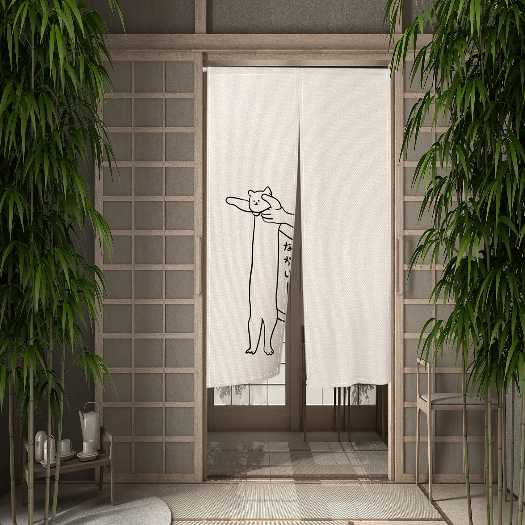 Hand Painted Cartoon Cat Japanese Door Curtain Partition Kitchen Living Room Entryway Half Curtain Noren Bathroom Doorway Decor decor curtains