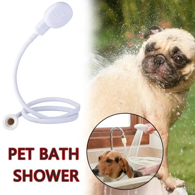 Pet Portable Sink Hose Faucet Sprayer Dog Shower Attachment with Adjustable Worm Dog Shower Bath Head Spray Drains Strainer