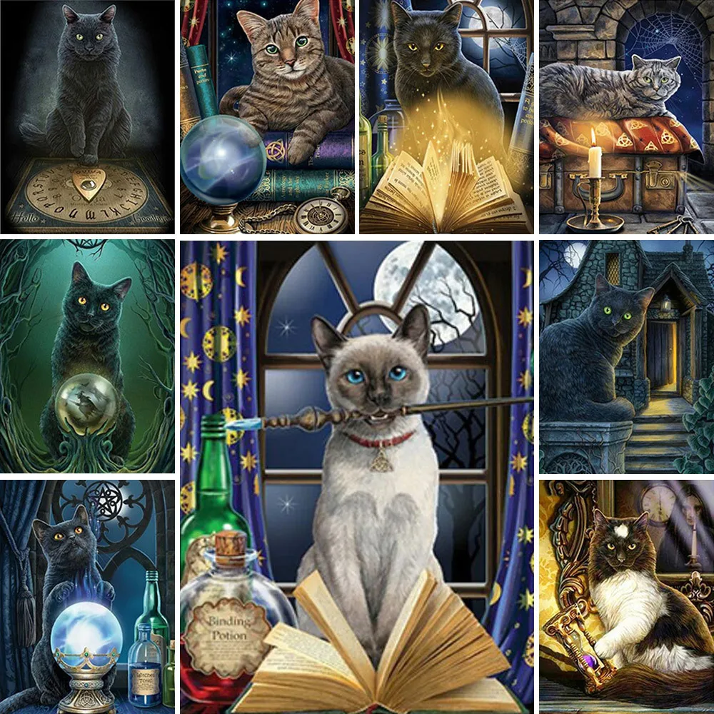 Cat Animal Printed 11CT Cross-Stitch DIY Embroidery Patterns DMC Threads Painting Handmade Sewing Craft Magic Floss Home Decor