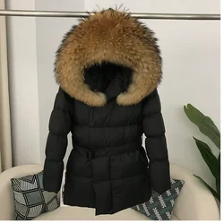 FURYOURSELF 2023 Real Fox Raccoon Fur Collar Hooded Winter Women White Duck Down Jacket Thick Warm Coat Luxury Loose Outerwear
