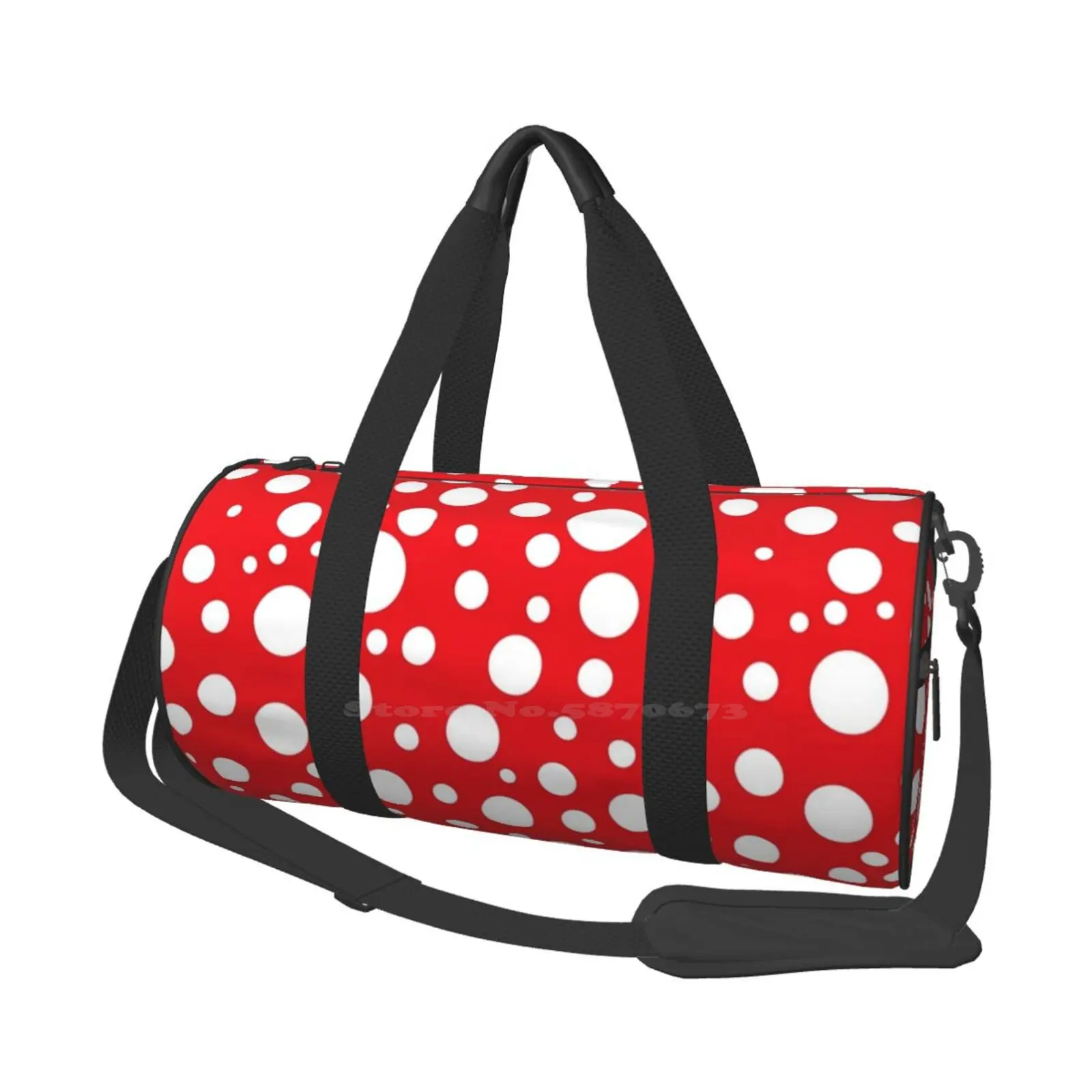 

Red And White Polka Dots Shoulder Bag Casual Satchel For Sport Travel School Dot Circle Donuts Splash Hipster Iridescent