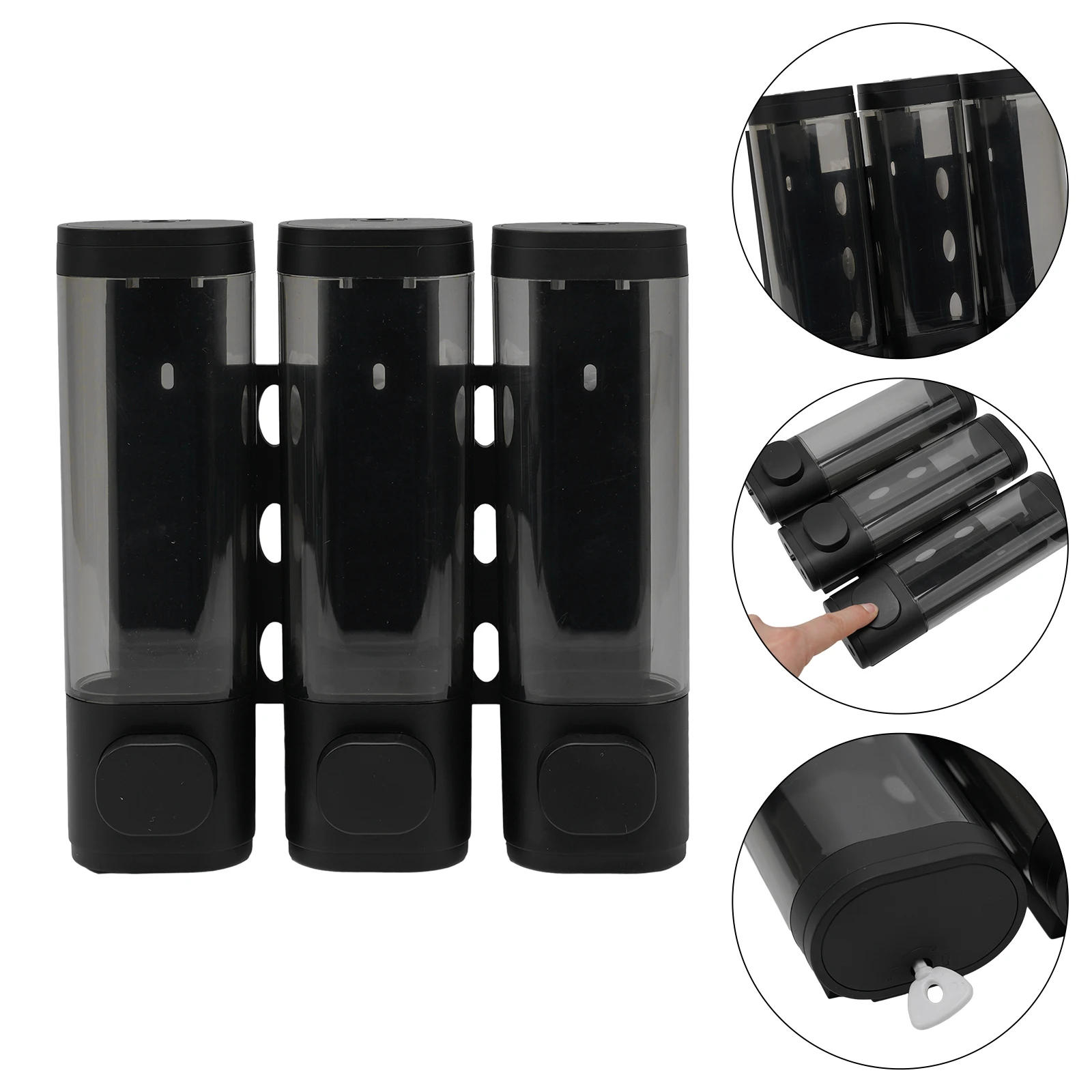 Description Picture 3 of itemBathroom Organization 3-in-1 Shower Dispenser Bathroom Wall Dispenser Compact Design Easy Installation Elegant Design