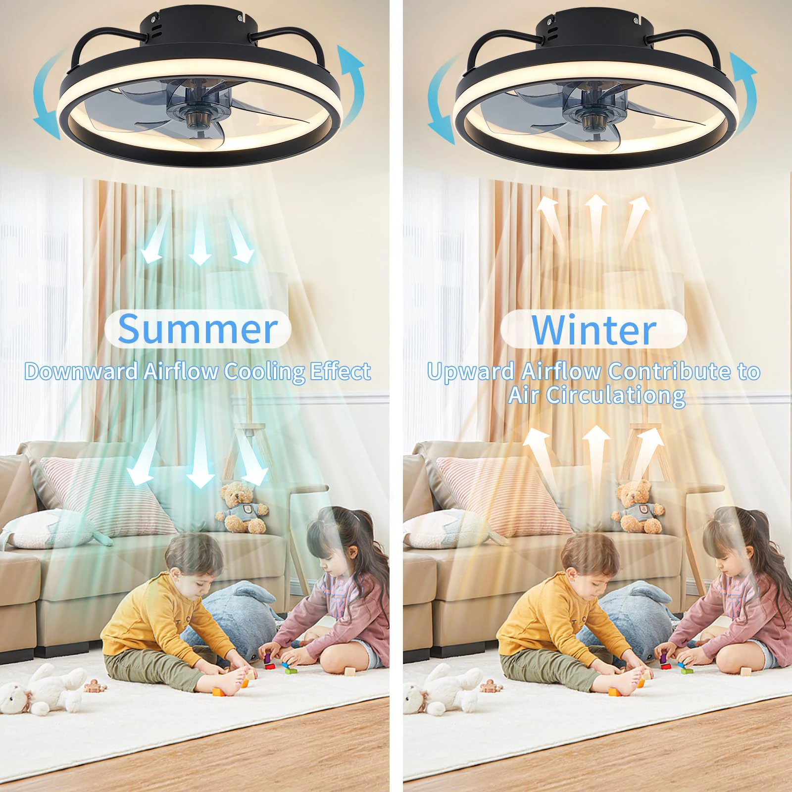 Ceiling Fans With Remote Control and Light LED Lamp Fan Smart Silent Ceiling Fans For Bedroom Living Room Decor Ceiling Lamp 4