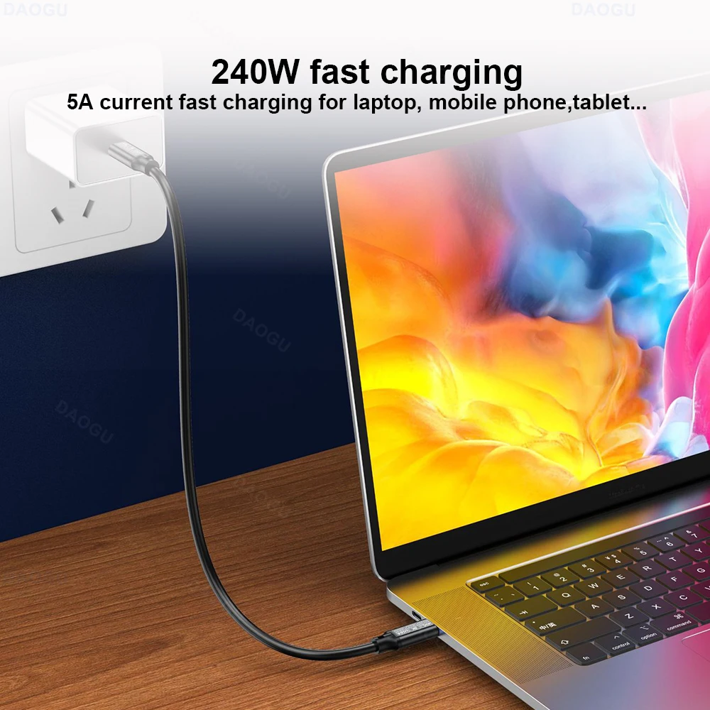 High-Speed USB 4 Cable: 40Gbps Data Transfer, 8K 60Hz Video Support, 240W PD Fast Charging USB-C