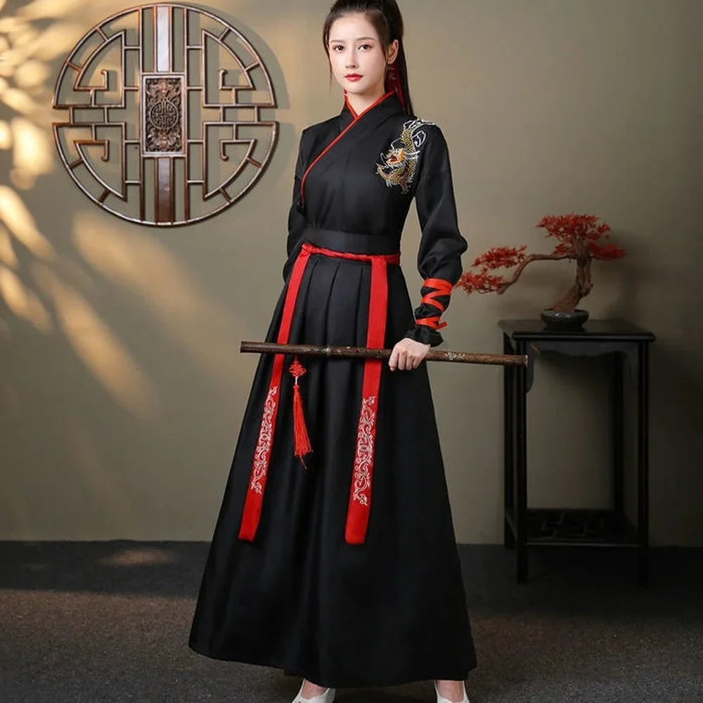 Hanfu de style martial unisexe pour adultes, vêtements traditionnels chinois féminins, col croisé, imbibé de Han, costume masculin de prairie, cosplay pour couple