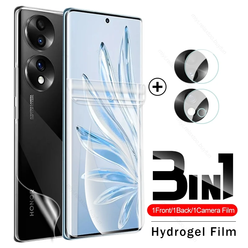 3 In1 Hd Clear Front Back Hydrogel Film Per Honor 70 5G Camera Glass Honar Honer 70 Screen Protector Not Glass Honor70 Soft Film