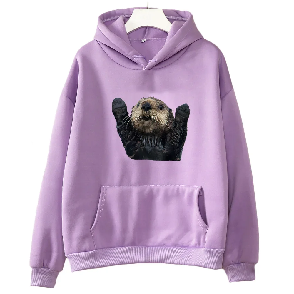 Otters Pattern Sweatshirts Kawaii Animal Clothes Female Trendy Hoodie Autumn Fleece Pullovers Anime Sweatwear Graphic Hoody