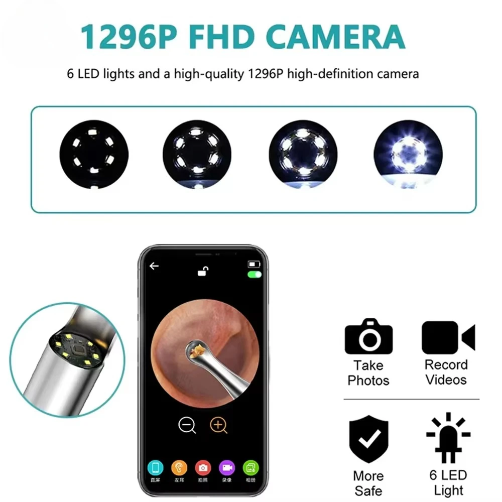 1080P HD 스마트 전동 귀 청소 키트 비주얼 카메라 효율적인 귀지 제거 USB 전원 개인 가정 호텔용