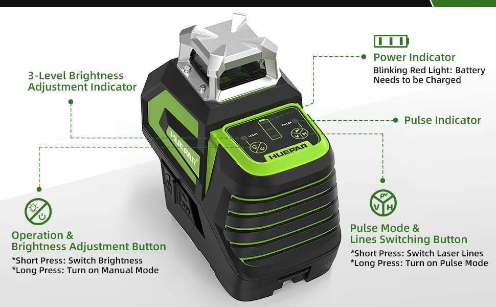 360°Laser Level Green Beam Self-Leveling Multi-Lines Laser Level Tool With Plumb
