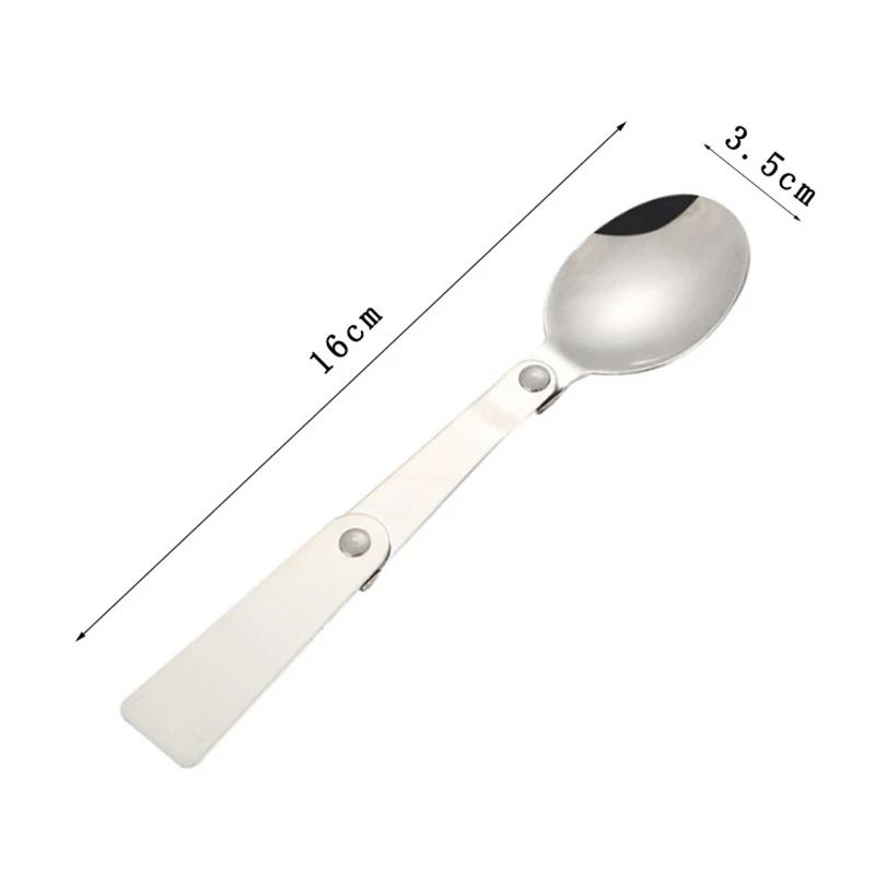 Portable Folding Tableware Set Stainless Steel Spoon and Fork for Thermos Camping Travel and Other Outdoor Activities with Box