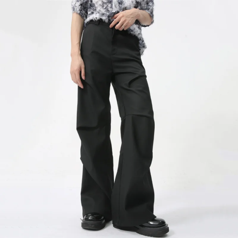 Summer Men Vintage American Style Business Casual Suit Pants Y2K High Street Pleated Design Sense Drape Pants