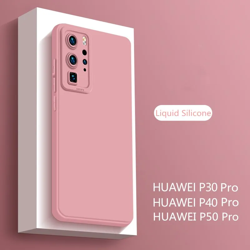 Original Liquid Silicone Phone Case For Huawei P30 P20 P40 50 Pro Mate 20 30 40 Honor 50 Pro 8X 9X Back Protector Cover_voghion.com