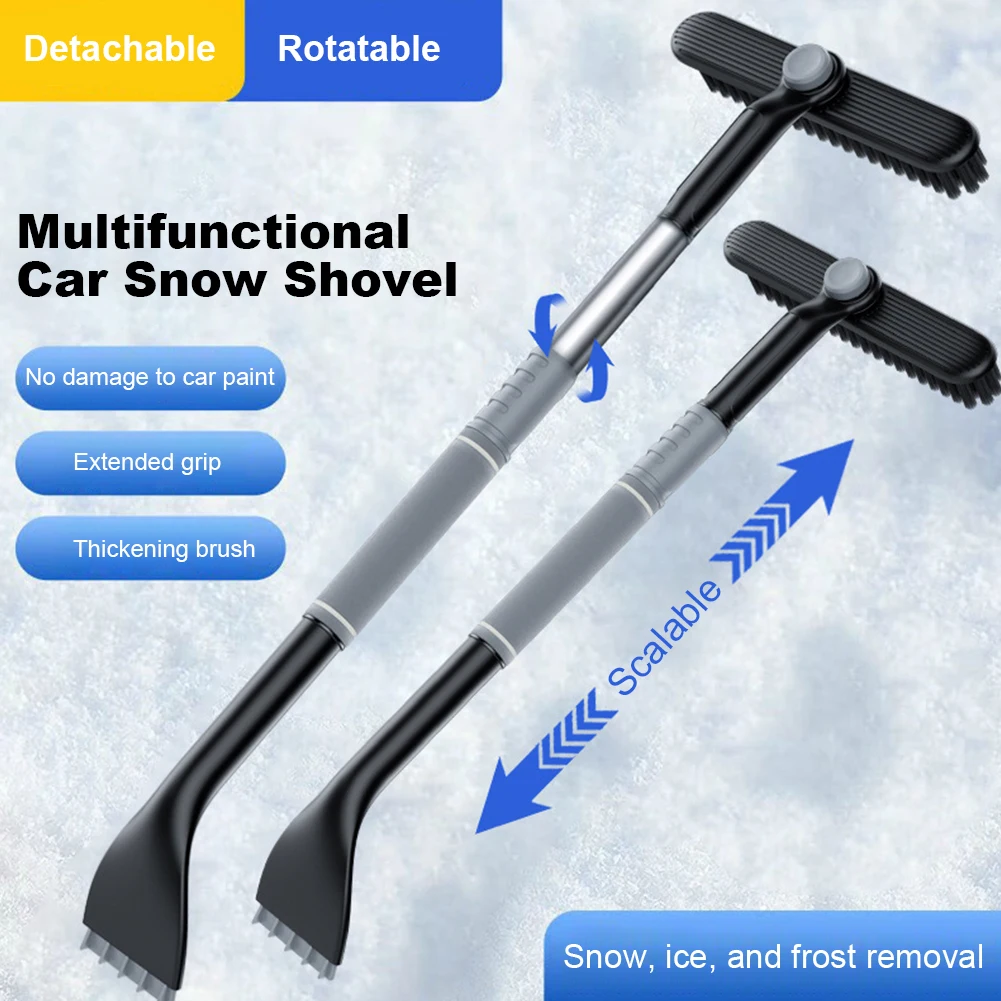 2 in 1 Snow Ice Shovel Multifunction Snow Cleaning Squeegee Broom Telescopic Shovels Auto Glass Deicing Quick Cleaning Tool