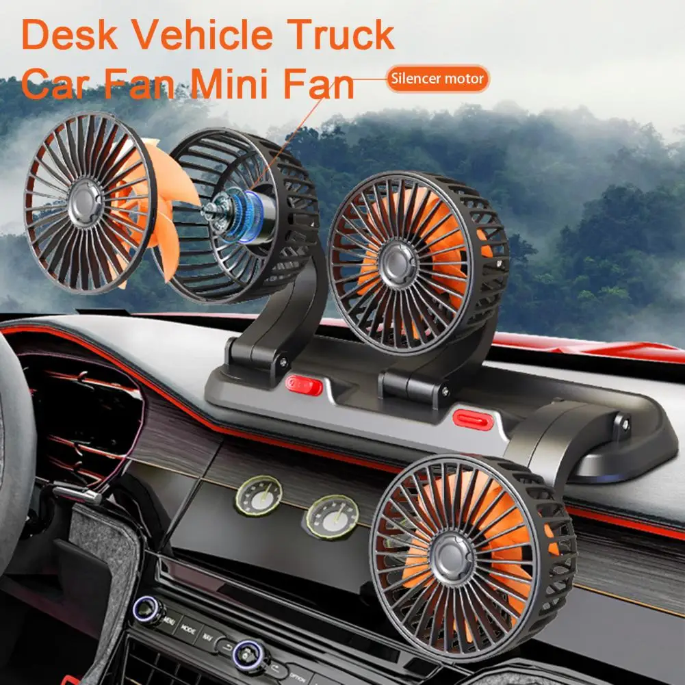 Car Fan Electric Fan 5/12/24V Car Fan Triple Head High Airflow 2-Speed Powerful Cooling Vehicle Dashboard Air Outlet USB Fan Summer Accessories