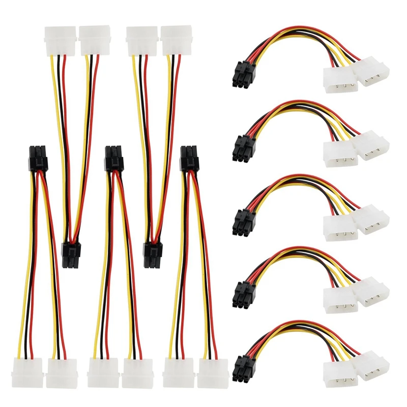 

Адаптер питания Molex 4 Pin к PCI-E PCI Expess 6 Pin, кабель-соединитель питания для видеокарт, 10 шт.