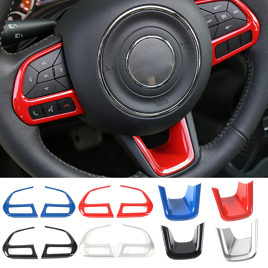 Nhautp Abs Car Interior Sticker Coprivolante Per Jeep Renegade 2015-2022 Per Jeep Compass 2017-2020 Decorazione