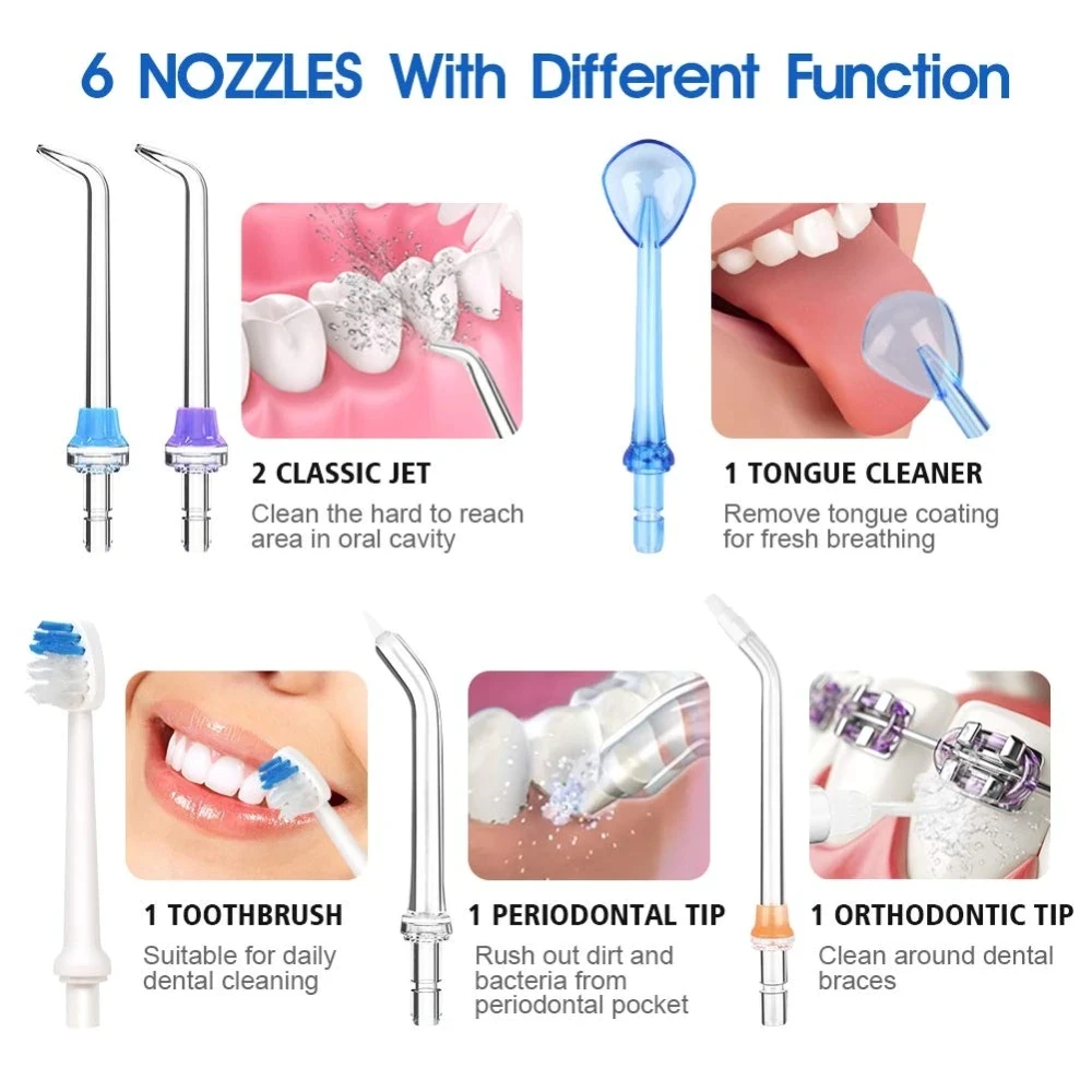 5 Mode Oral Irrigator USB Rechargeable Dental Floss Portable Dental Water Flosser Jet 300ml Irrigator Dental Teeth Cleaner+6 Jet