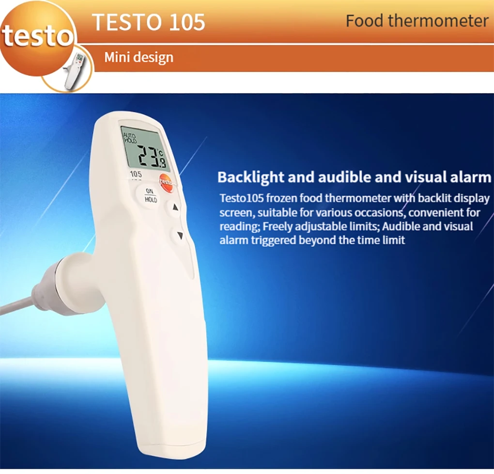 Testo 105 Frozen Food Thermometer High Precision Waterproof Probe Digital Thermo