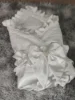 Luxury Soft Satin Wedding Fabric Infant Swaddle Blankets Soft Baby Girls Boys Stroller Wraps With Sash White Christening swaddle 3