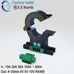 Enhanced Hall Effect Current Sensor - High Precision Split Core Current Transducer with Multiple Ampere Ranges and Versatile Output Options - DC 4 - 20mA   PWR 24V (AC 20A)