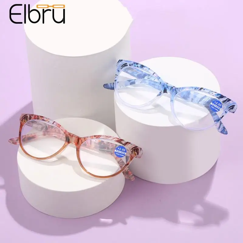 

Elbru кошачий глаз анти-синие светильник очки для чтения женские модные сексуальные кошачьи глаза пресбиопические очки Степень С + 1...+ 4