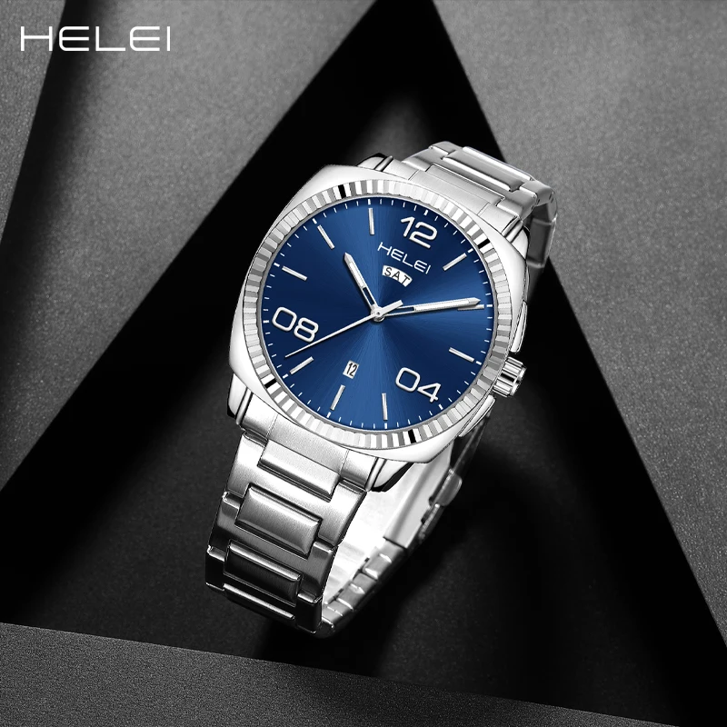 HELEI Luxury Brand Seiko Original Watch Gradient Exquisite Dial Steel Waterproof Luminous Fashion Luminous Quartz Watch