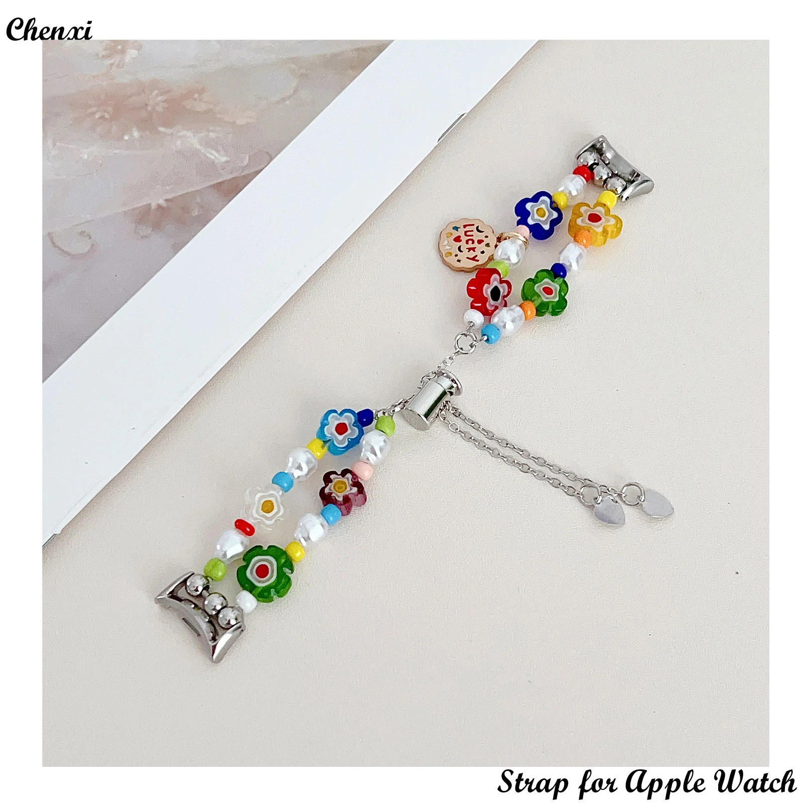 

Metal strap for XIAOMI 8 band lucky bracelet chain for Mi8 colorful women dopamine sweet floral wrist