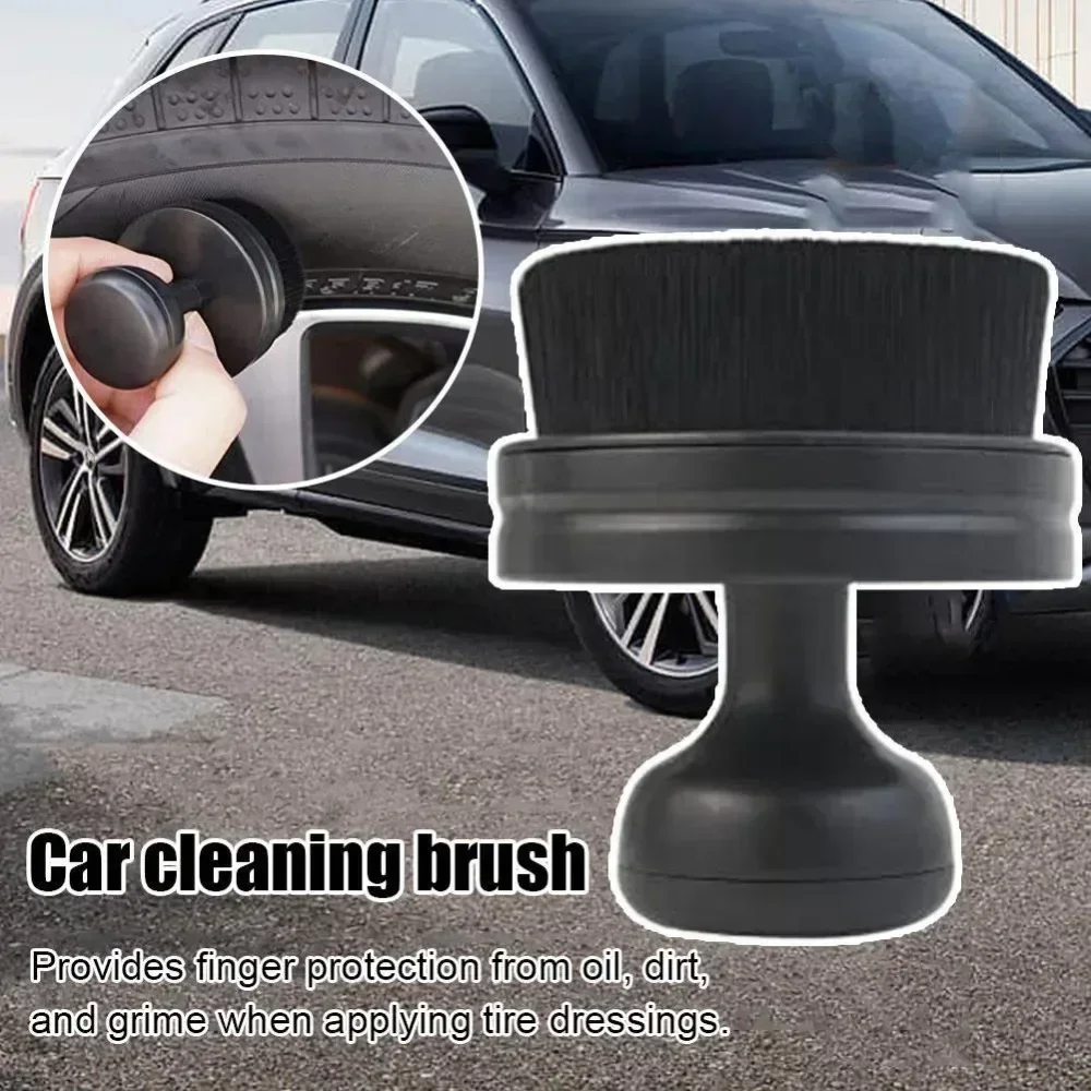 Auto Detail Brush Portable Car Tire Brush with Seal Cover High Density Soft Detailing Brush for Tire Shine Polish Wax Car Care 2