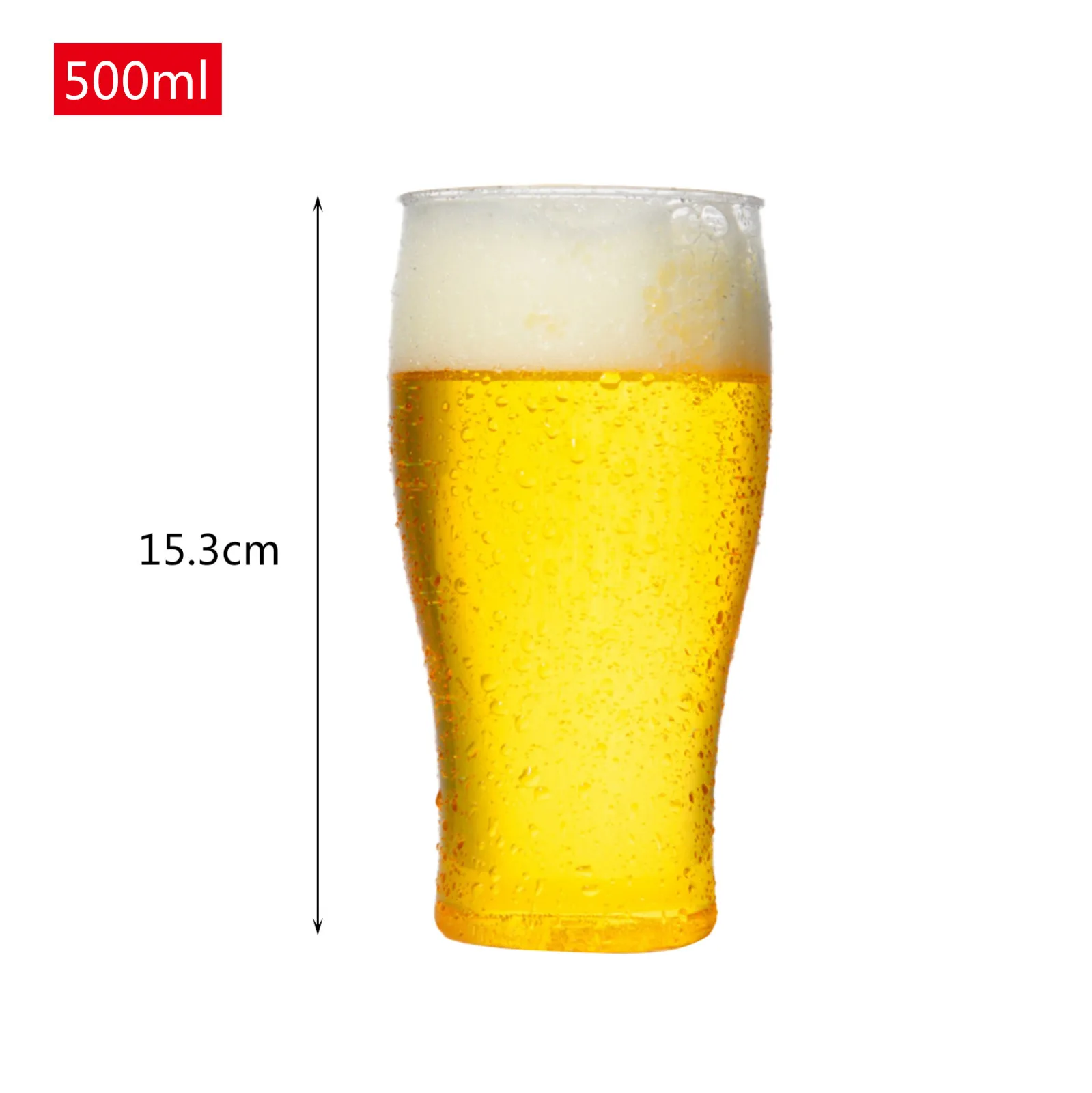 Host Freeze Beer Glasses - Double Wall Plastic Frozen Pint Glass, Wood 