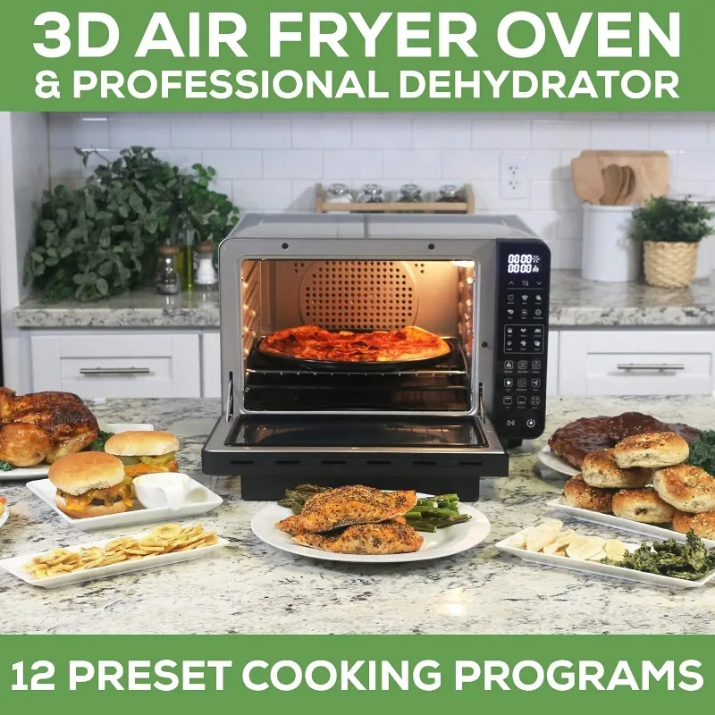 25-Quart Air Fryer Oven & Professional Dehydrator with 3 Heating Elements & Rotisserie, 12 Functions,Preheat & 5 Cooking Levels 3