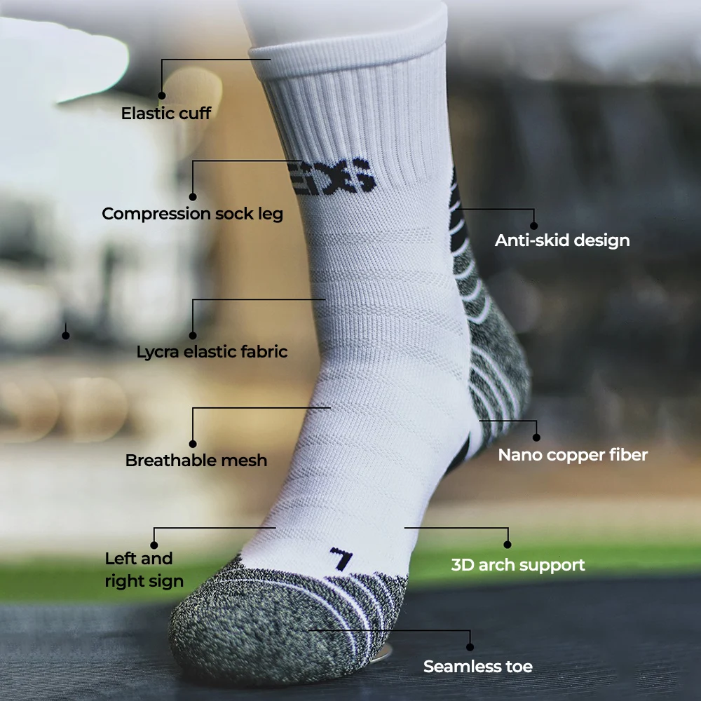 Compression Socks Deodorant Nano Copper Sports Socks for Men Antibacterial Basketball Climbing Sock Summer Compression MTB Cycling Bicycle Running