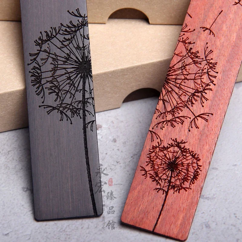 Creative Carving Mahogany Bookmark Chinese Style Wooden Dandelion Shape Book Clip School Office Read Stationery Student Supplies